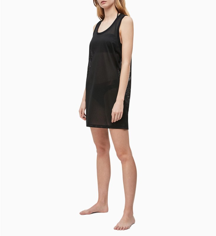 Plážové šaty KW0KW00788-BEH černá - Calvin Klein - plážové oblečení a doplňky