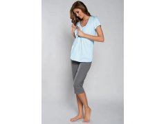 Dámské těhotenské a kojící pyžamo Felicita modro-šedá - Italian Fashion