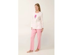 Dámské pyžamo s&nbsp;potiskem 21932 Světle růžová s&nbsp;ecru - Vamp