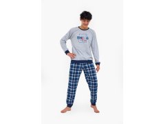 Junior chlapecké pyžamo Thing 967/54 Šedá s&nbsp;tmavě modrou vzor - Cornette
