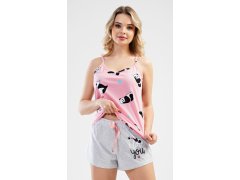 Dámské pyžamo šortky na ramínka Panda 5577435