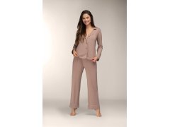 Pyžamo Mademoiselle Sommeil CC0153 Mocca Ease long/r S-XL pruhované