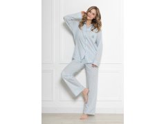 Pyžamo Leveza 1768 Ania, dlouhé rukávy, velikosti M–2XL, rozepínací