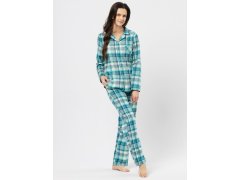 Pyžamo Key LNS 471 B24 Flanelové dlouhé/r S-XL dámské rozepínací 7228291
