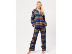 Pyžamo Key LNS 481 B24 Flanelové dlouhé/r S-XL dámské rozepínací 7228282