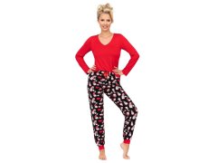 Dámské pyžamo Santi long red - Donna 6867084