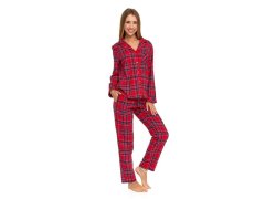 Dámské flanelové pyžamo Carola červené káro 6528301