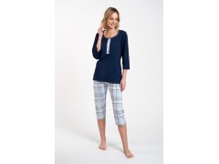Dámské pyžamo Allison 3/4 rukáv, 3/4 nohavice - tmavě modrá/potisk 6585990