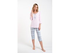 Dámské pyžamo Allison 3/4 rukáv, 3/4 nohavice - růžová/potisk 6585991