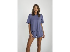 Stylové dámské pyžamo, krátký rukáv, krátké kalhoty - modré 6586192