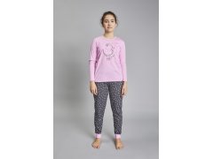 Dívčí pyžamo Antilia dlouhé rukávy, dlouhé nohavice - růžová/potisk 6586203