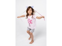 Dívčí pyžamo Noelia, krátký rukáv, krátké nohavice - světle růžová/potisk 6586216