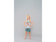 Dívčí pyžamo Oceania, krátký rukáv, krátké kalhoty - světlá melanž/potisk 6586220