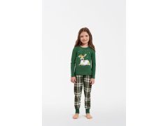 Dívčí pyžamo Zonda, dlouhý rukáv, dlouhé nohavice - zelená/potisk 6586230