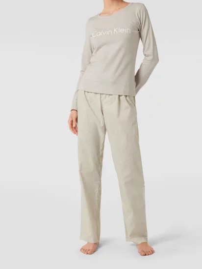 Dámské pyžamo QS6350E 1T6 - béžová - Calvin Klein - Dámské oblečení pyžama
