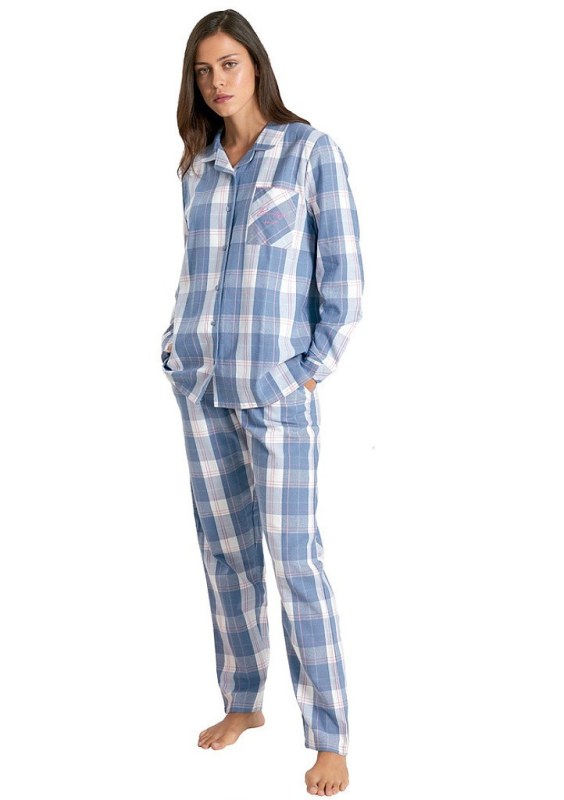 Dámské pyžamo 250500 Modrá s bílou - Muydemi - pyžama