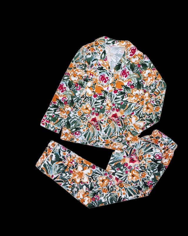 Dámské pyžamo 175/061 oranžovofialové květiny - Karol - Dámské oblečení pyžama