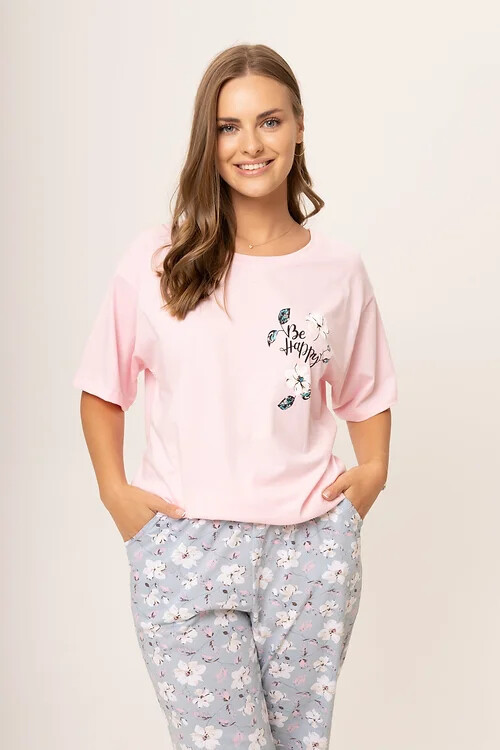 Dámské pyžamo 160/074 růžovo šedá - Karol - Dámské oblečení pyžama