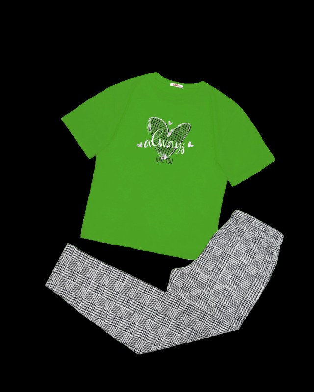 Dámské pyžamo 160/091 zelená s potiskem - Karol - pyžama