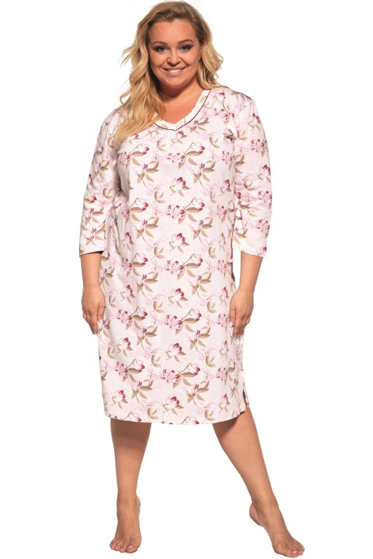 Dámská noční košile 483/361 Adele 2 Světle růžová s květy - CORNETTE - Dámské oblečení pyžama