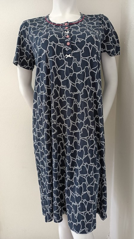 Dámská noční košile 00-10-5500 Tmavě modrá s bílou vzor - Vamp - Dámské oblečení pyžama