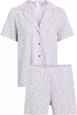 Dámské pyžamo WOVEN SHORT SET 000QS6967E LNU sv. fialové - Calvin Klein - pyžama