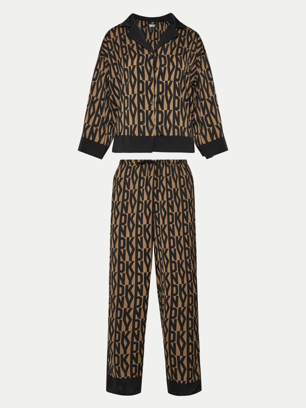 Dámské pyžamo YI90017 202 hnědé s potiskem - DKNY - pyžama