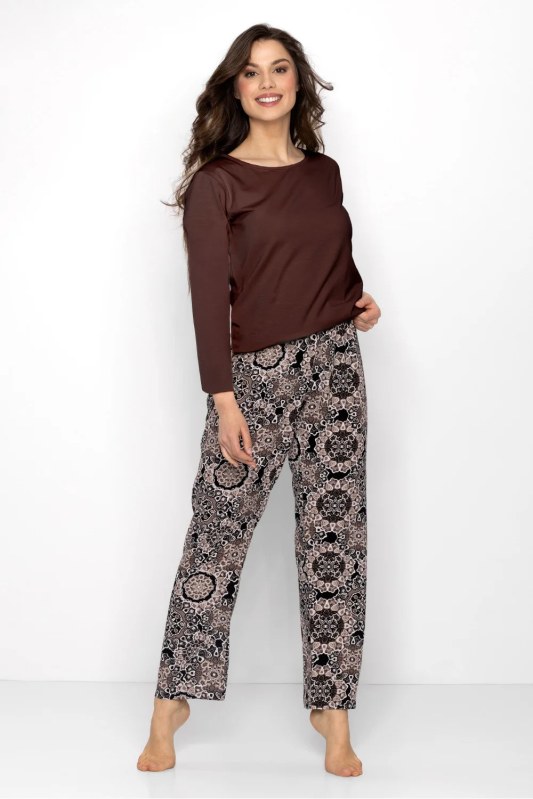Dámské pyžamo Boho hnědé - Momenti Per Me - Dámské oblečení pyžama