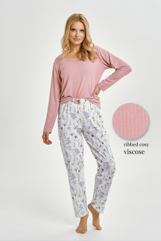 3456 DÁMSKÉ DLOUHÉ PYŽAMO CAROLINE M-XL - Dámské oblečení pyžama