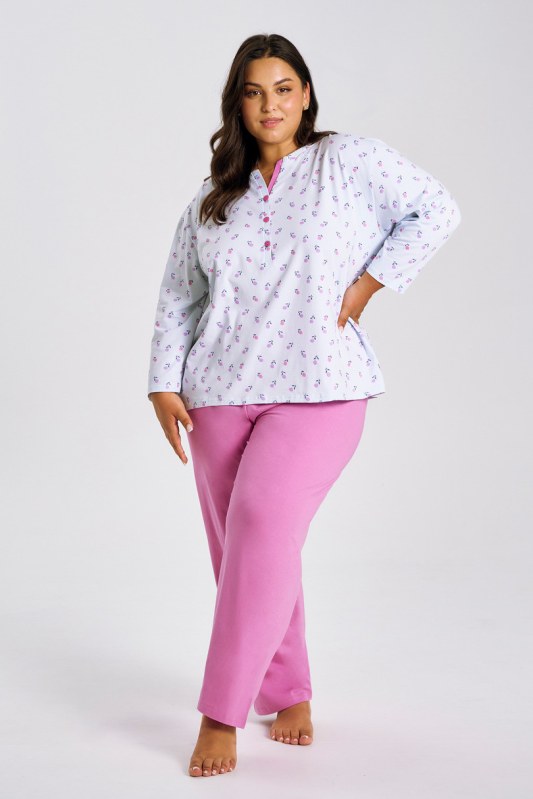 3462 DÁMSKÉ DLOUHÉ PYŽAMO YOLANDA 2XL-4XL - Dámské oblečení pyžama