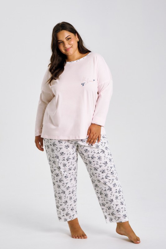 3466 DÁMSKÉ DLOUHÉ PYŽAMO ELLA 4XL-6XL - Dámské oblečení pyžama