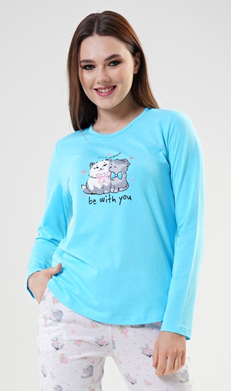 Dámské pyžamo dlouhé Koťata - Dámské oblečení pyžama