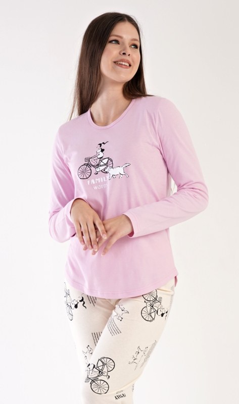Dámské pyžamo dlouhé Dívka na kole - Dámské oblečení pyžama