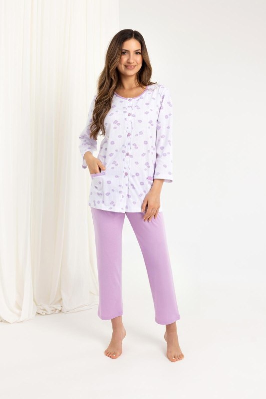 Pyžamo Regina 723 7/8 2XL-3XL Z25/26 dámské rozepínací