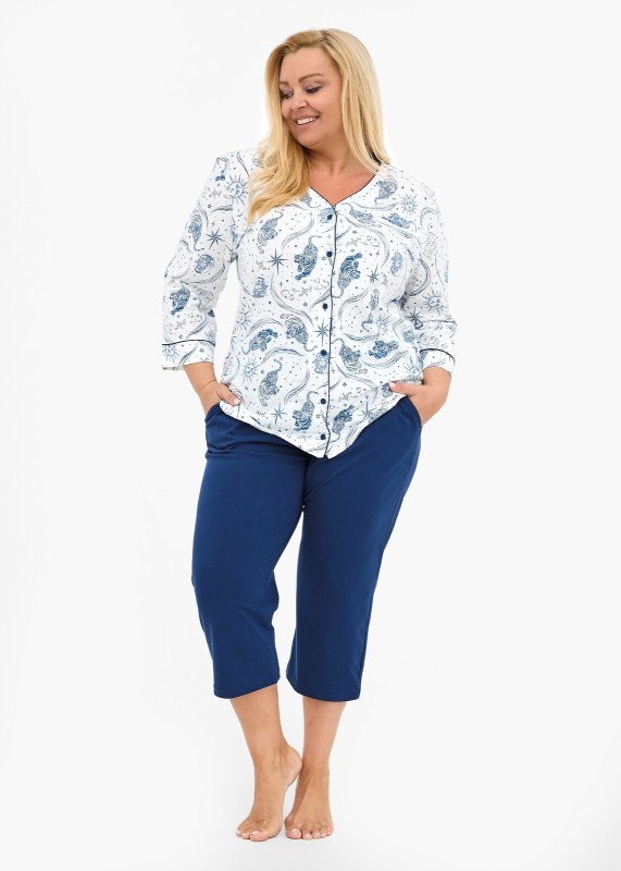 Pyžamo Cornette 162/446 Kristin 2 3/4 3XL-5XL dámské rozepínací