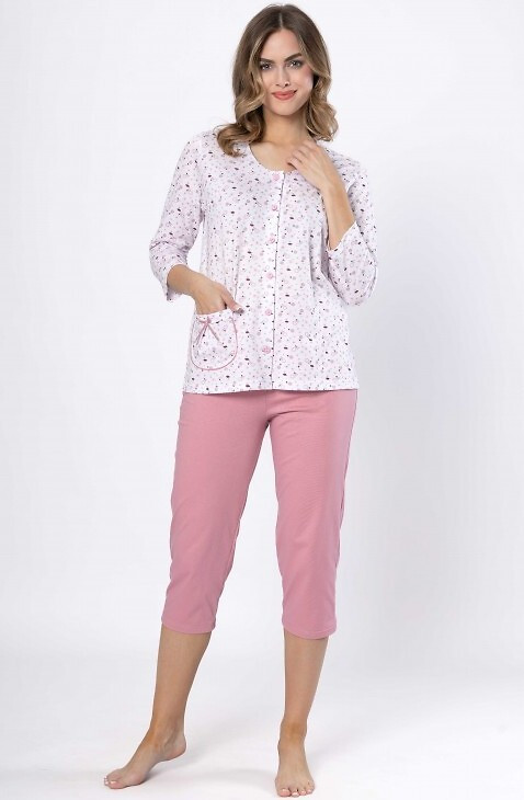 Leveza pyžamo 1636 Dobrusia 3/4 M-2XL rozepínací - Dámské oblečení pyžama