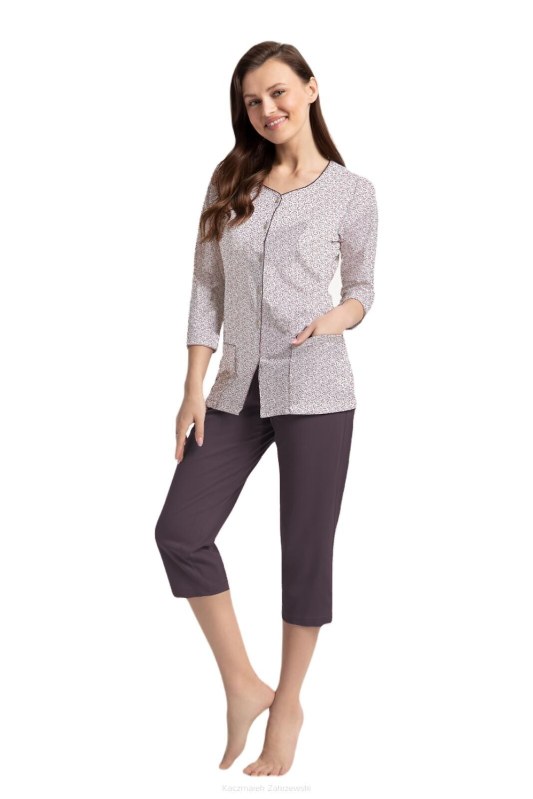 Pyžamo Luna 388 3/4 3XL Z25/26 dámské rozepínací - Dámské oblečení pyžama