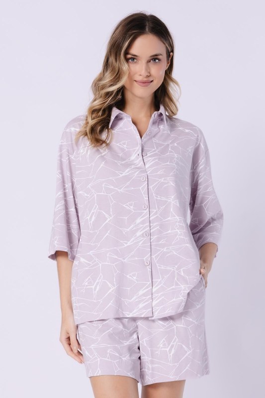 Pyžamo Leveza 1706 Žaneta kr/r M-2XL rozepínací - Dámské oblečení pyžama