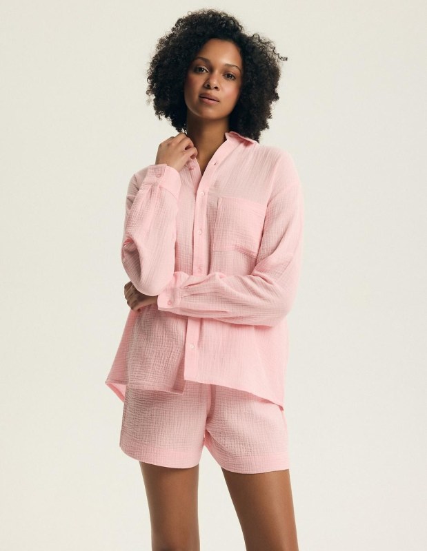 Henderson Dámské pyžamo 44493 Eleni délka/r S-3XL Muslin pruhovaný - Dámské oblečení pyžama