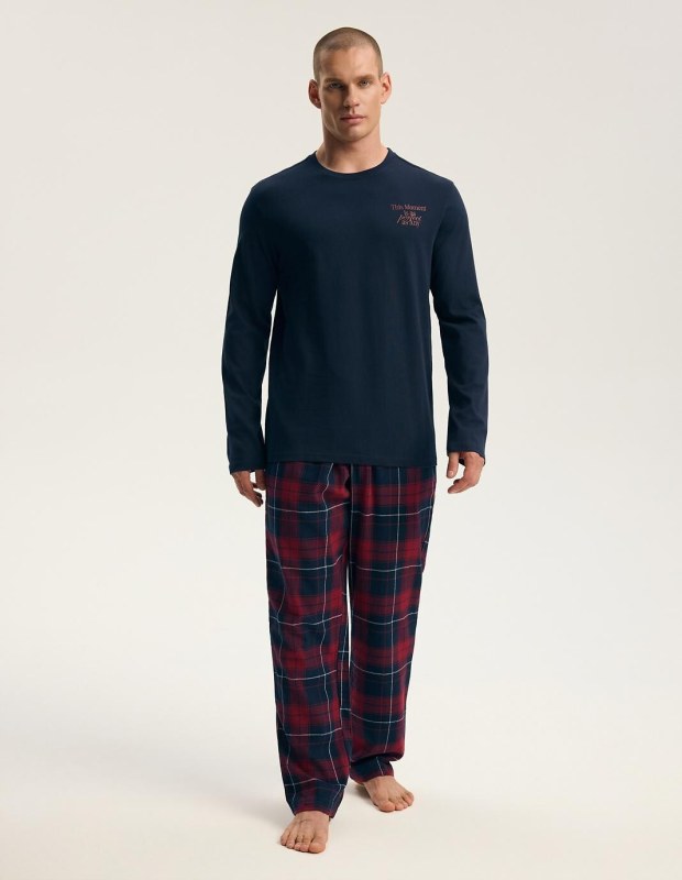 Pyžamo Henderson Premium 45455 Indigo, dlouhé rukávy, velikosti M–3XL