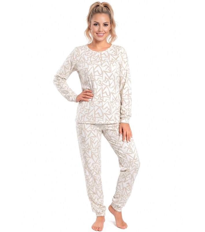 Pyžamo Donna Adore Long Ecru, dlouhé rukávy, velikosti S–2XL