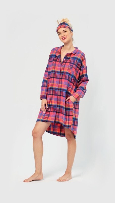 Košile Key LND 483 B24 Flanelová dlouhá/r 2XL-4XL - Dámské oblečení pyžama
