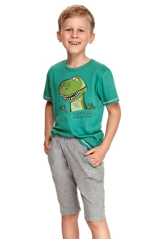 Chlapecké pyžamo Alan tmavě zelené s dinosaurem - pyžama
