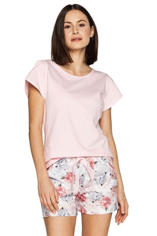 Dámské pyžamo Freya růžové s květinami - Dámské oblečení pyžama