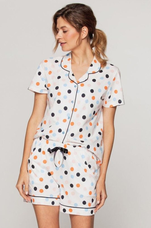 Luxusní dámské pyžamo Dominika barevné puntíky