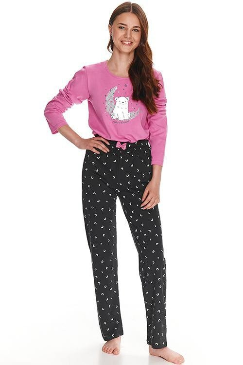 Dívčí pyžamo pro starší Suzan růžové s medvědem - Dámské oblečení pyžama