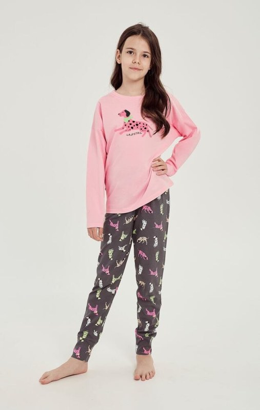 Dívčí pyžamo Ruby růžové s dalmatiny pro starší - pyžama