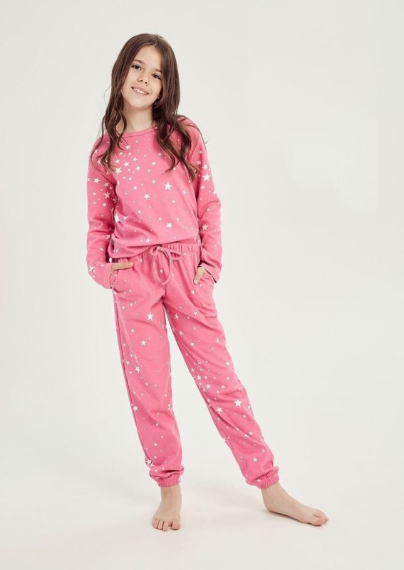 Zateplené dívčí pyžamo Erika růžové pro starší děti - pyžama