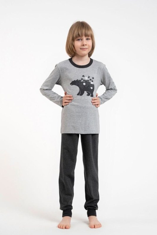 Chlapecké pyžamo Moret šedé s medvědem - Dámské oblečení pyžama