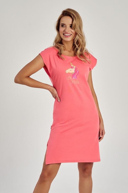 Noční košile Mila růžová s jednorožcem - Dámské oblečení pyžama